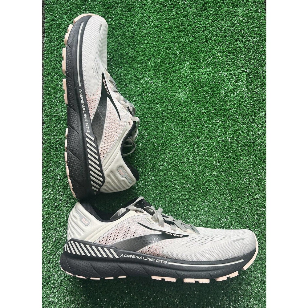 BROOKS ADRENALINE GTS 22 Women’s Sz 7 D Wide Grey-Rose-Tawny Port Running Shoes